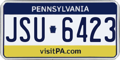 PA license plate JSU6423