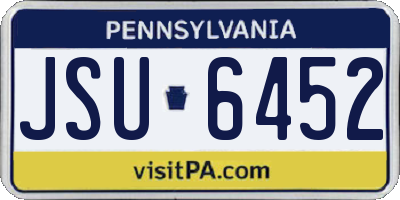 PA license plate JSU6452