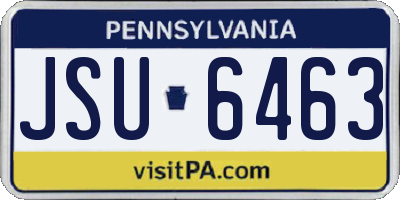 PA license plate JSU6463