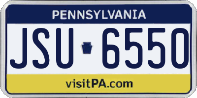 PA license plate JSU6550