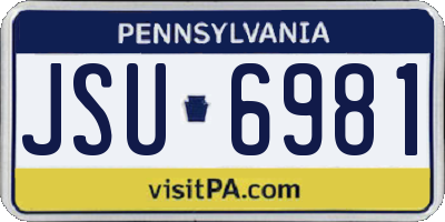 PA license plate JSU6981