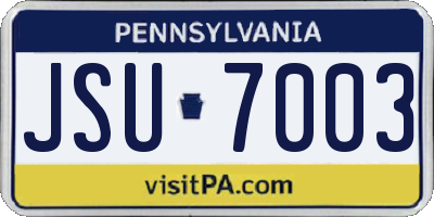 PA license plate JSU7003