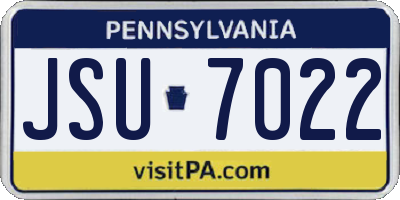 PA license plate JSU7022