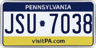 PA license plate JSU7038