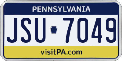 PA license plate JSU7049