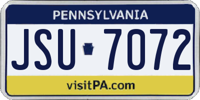 PA license plate JSU7072