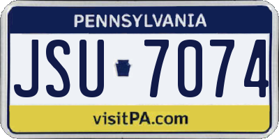 PA license plate JSU7074