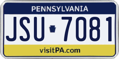 PA license plate JSU7081