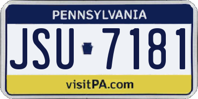PA license plate JSU7181