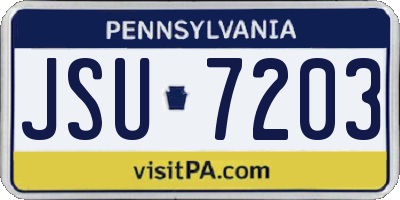 PA license plate JSU7203