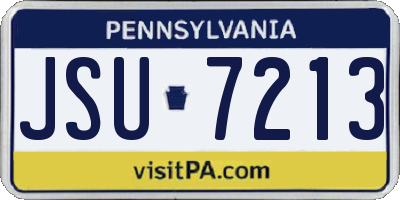PA license plate JSU7213