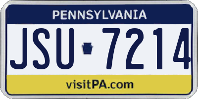 PA license plate JSU7214