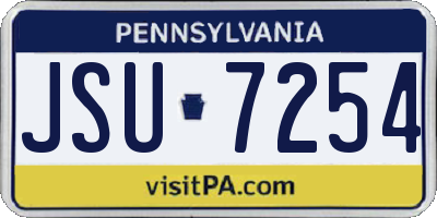 PA license plate JSU7254