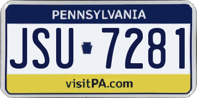 PA license plate JSU7281