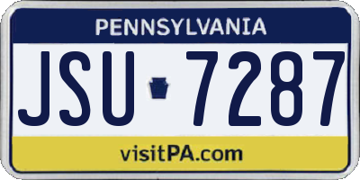 PA license plate JSU7287
