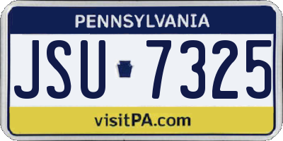 PA license plate JSU7325