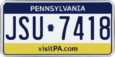 PA license plate JSU7418