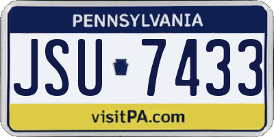 PA license plate JSU7433