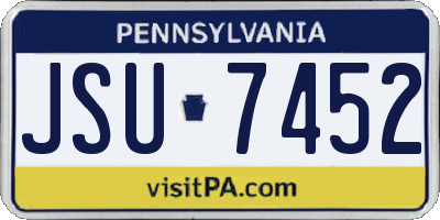 PA license plate JSU7452