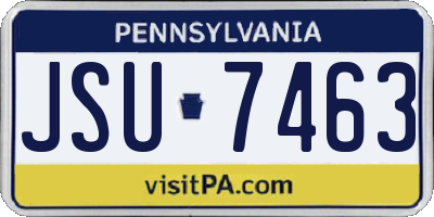 PA license plate JSU7463
