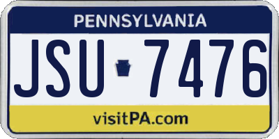 PA license plate JSU7476