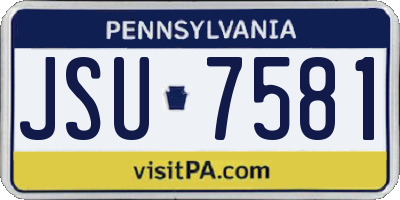 PA license plate JSU7581