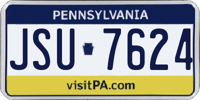 PA license plate JSU7624