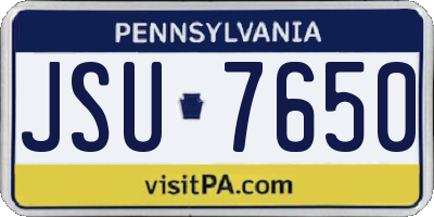 PA license plate JSU7650