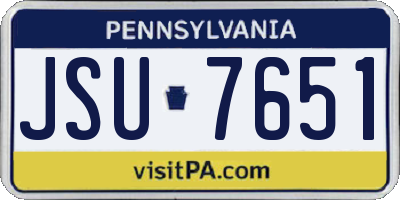 PA license plate JSU7651