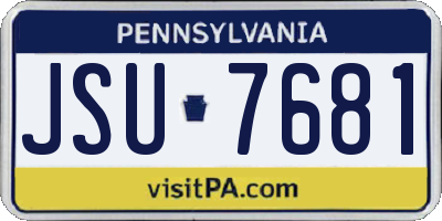 PA license plate JSU7681