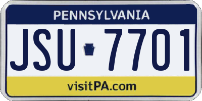 PA license plate JSU7701