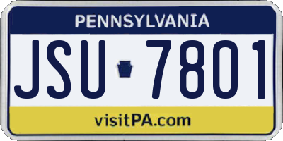PA license plate JSU7801