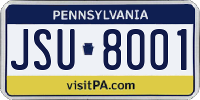 PA license plate JSU8001