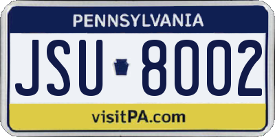 PA license plate JSU8002
