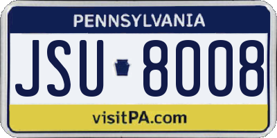 PA license plate JSU8008