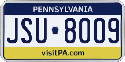 PA license plate JSU8009