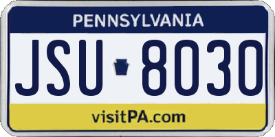 PA license plate JSU8030