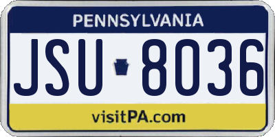 PA license plate JSU8036