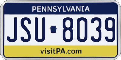 PA license plate JSU8039