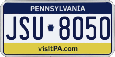 PA license plate JSU8050