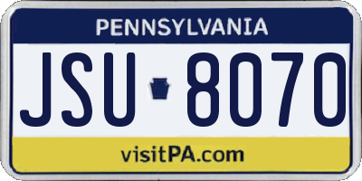 PA license plate JSU8070