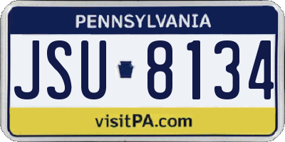 PA license plate JSU8134