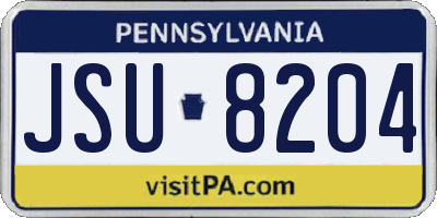 PA license plate JSU8204