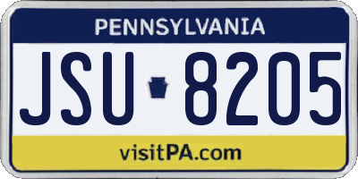 PA license plate JSU8205