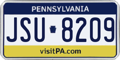 PA license plate JSU8209