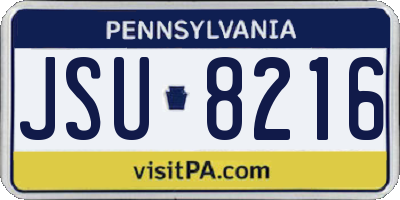 PA license plate JSU8216
