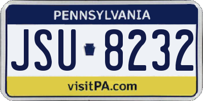 PA license plate JSU8232