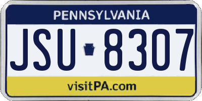 PA license plate JSU8307
