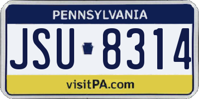 PA license plate JSU8314