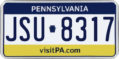 PA license plate JSU8317